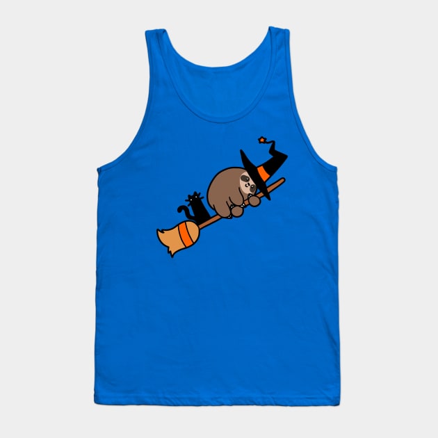 Witch Sloth on Broomstick Tank Top by saradaboru